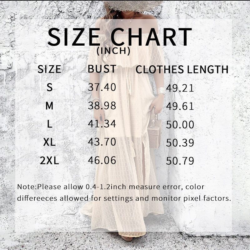 Womens Off The Shoulder Ruffle Party Dresses Side Split Beach Maxi Dress