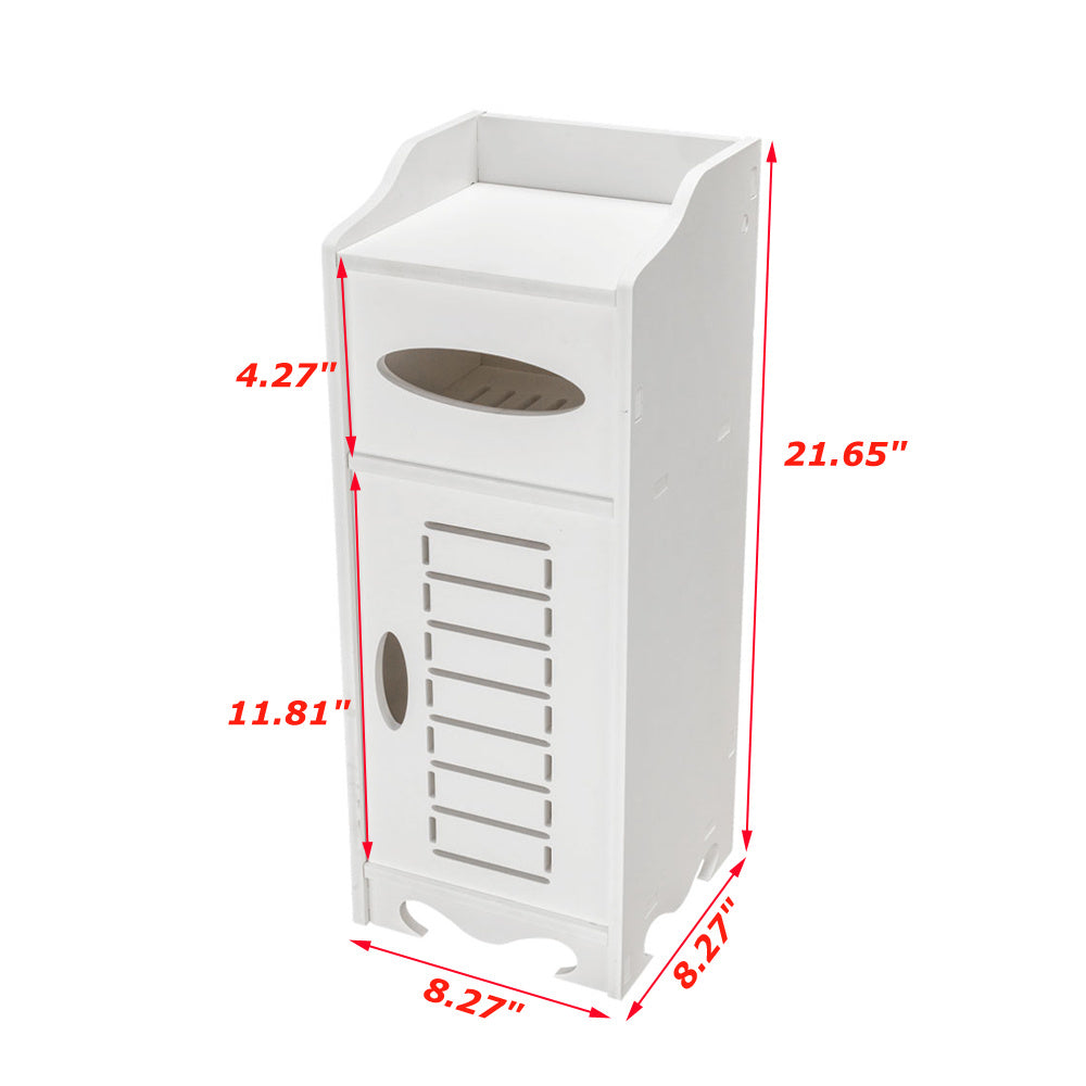 21x21x55cm, White Bathroom Cabinet With Flip Cover
