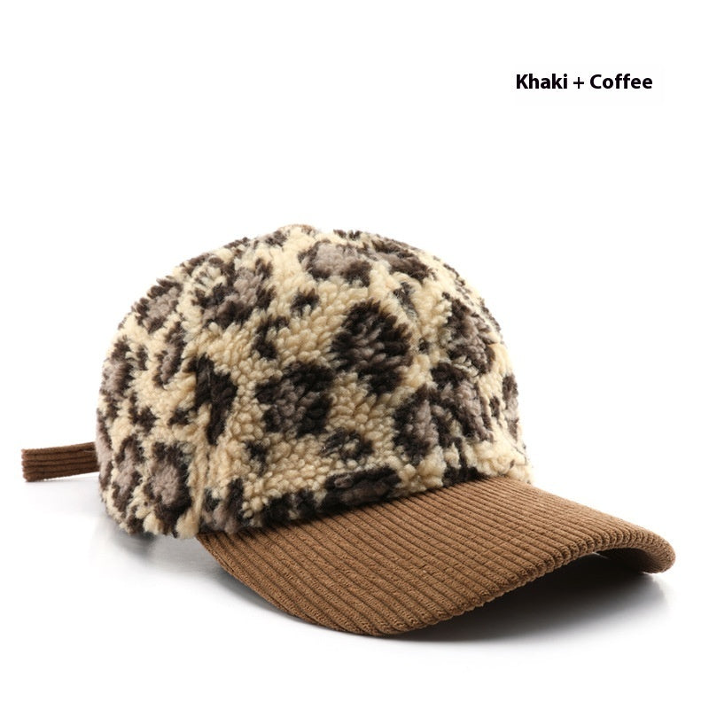 Japanese Women's Autumn And Winter Personalized Retro Color-blocking Leopard Print Baseball Cap