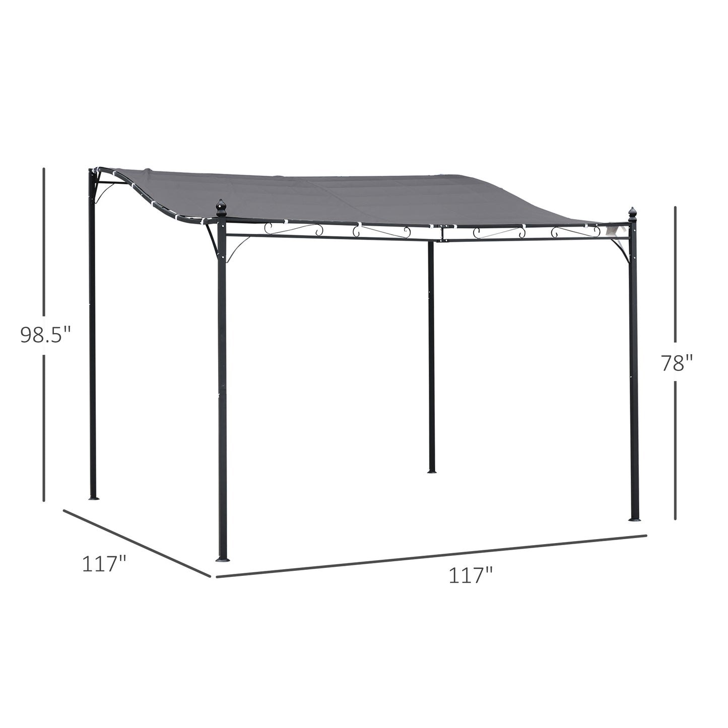 Weatherproof  Oasis 10x10 Gray Gazebo Canopy Shelter With Patio Flair