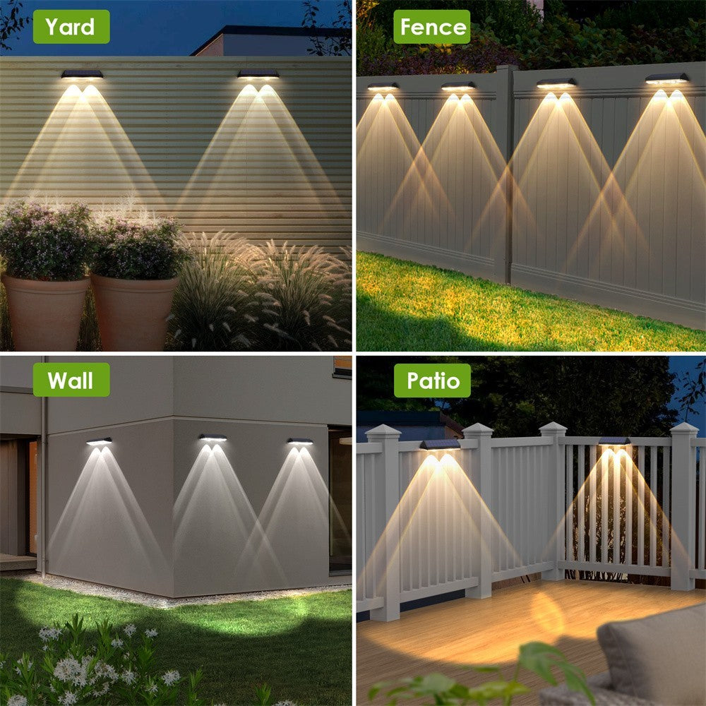2PCS Super Bright Solar Powered Door Fence Wall Lights LED Outdoor Garden Lamp