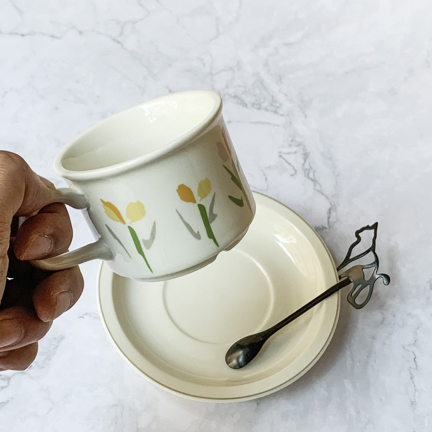 Tulip Ceramic Coffee Cup  Saucer Set