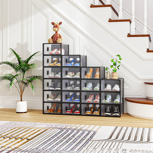 Black Small 18PCS 33x23x14cm Shoebox, Plastic, Grid, Free Combination