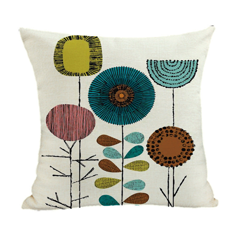 Linen Painted Ins Style Geometric Abstract Pillow Cover