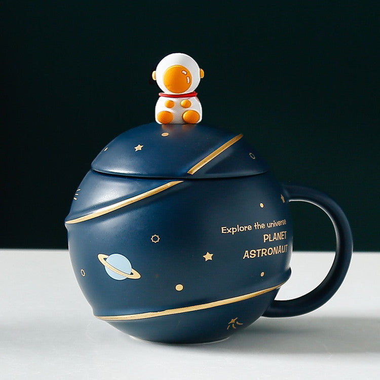 Creative Starry Ceramic Mug With Lid Spoon