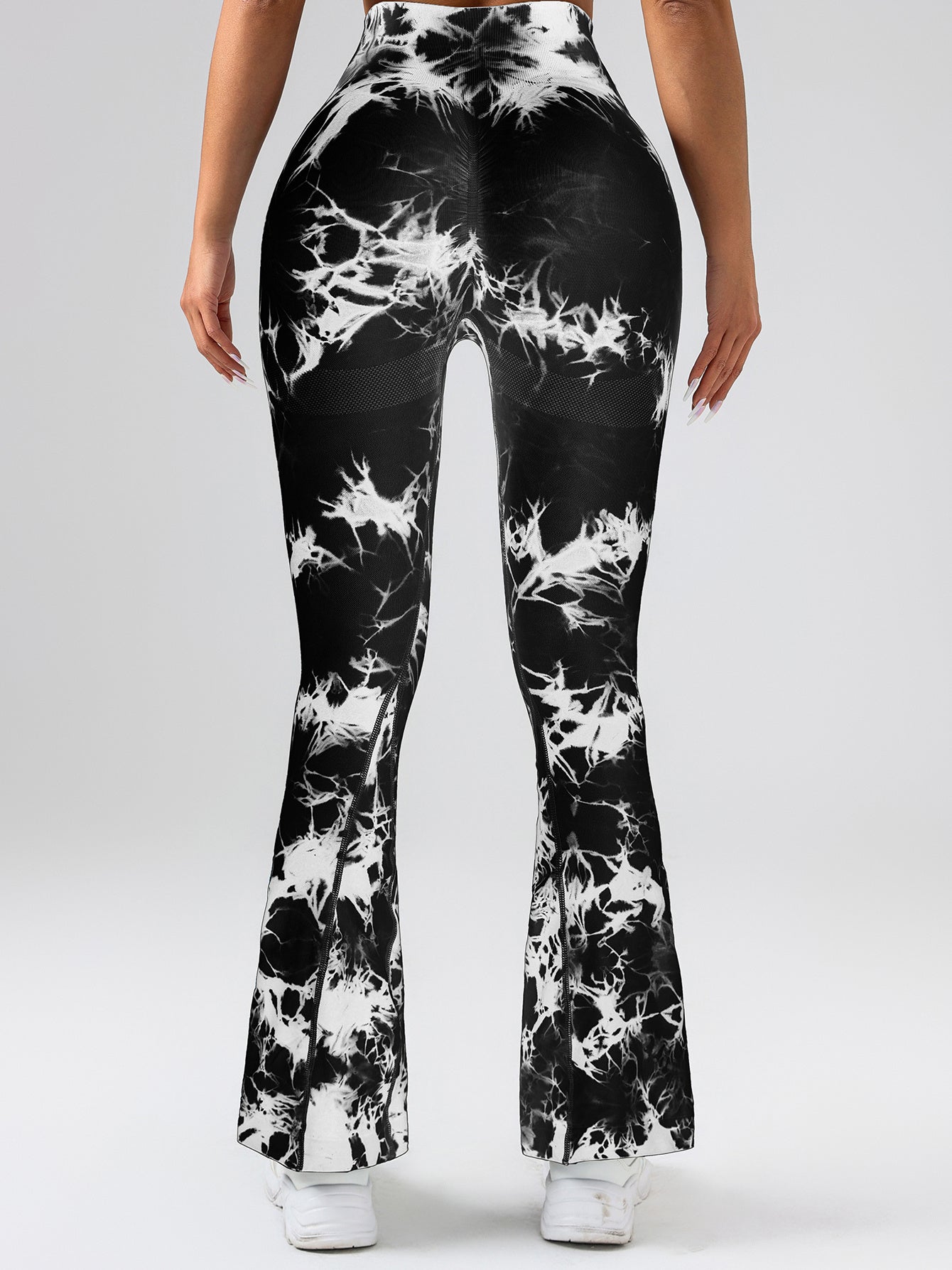 High-Waist Tummy Control Flare Yoga Pants For Women, Tie-Dye Stretch Slimming Bootcut Workout Pants, Fitness & Sports Activewear