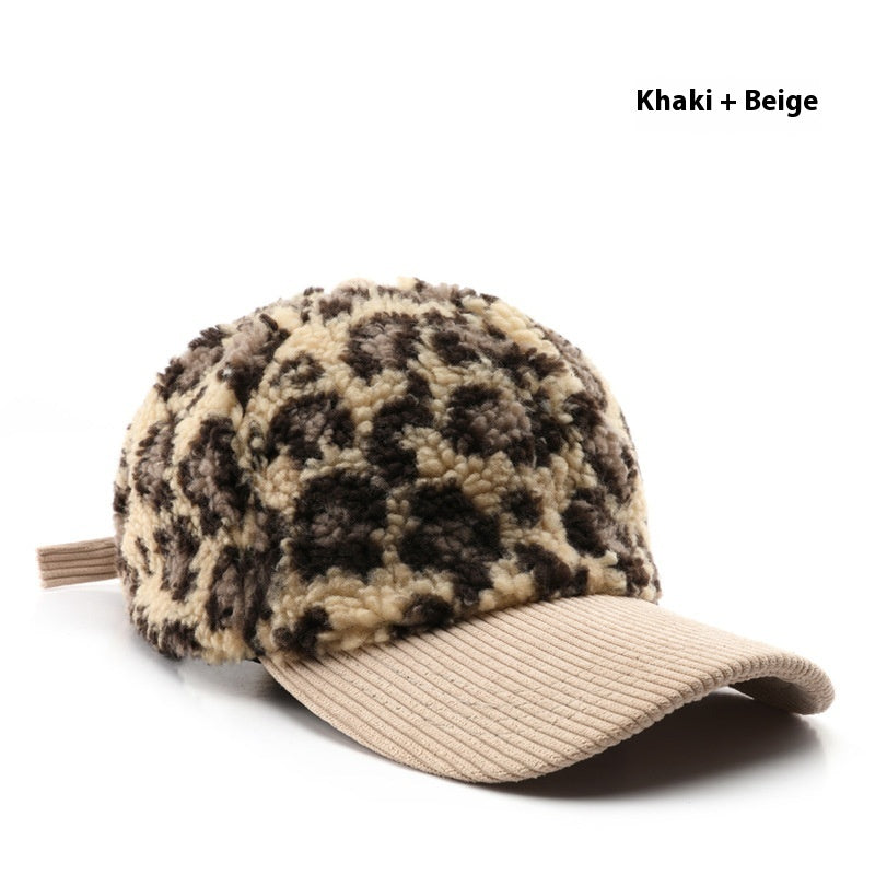 Japanese Women's Autumn And Winter Personalized Retro Color-blocking Leopard Print Baseball Cap