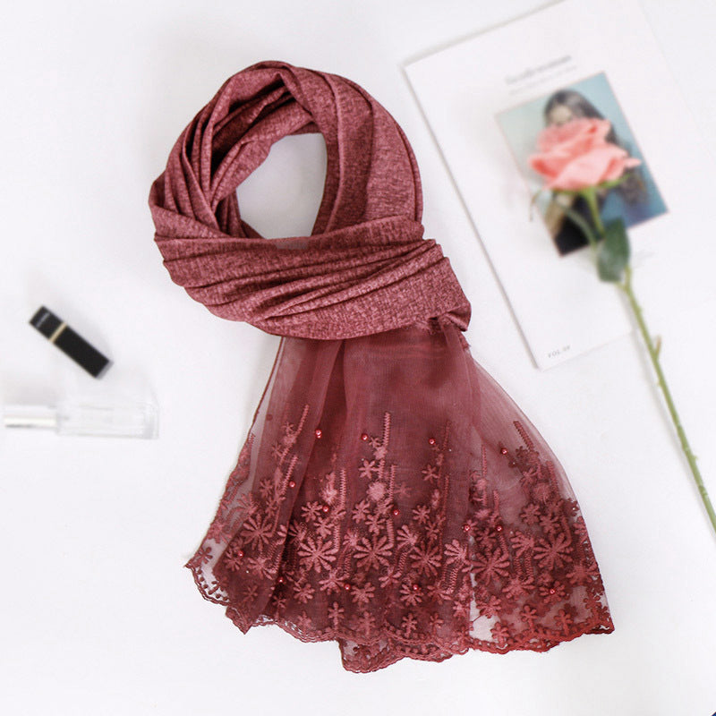 Pearl cotton lace scarf