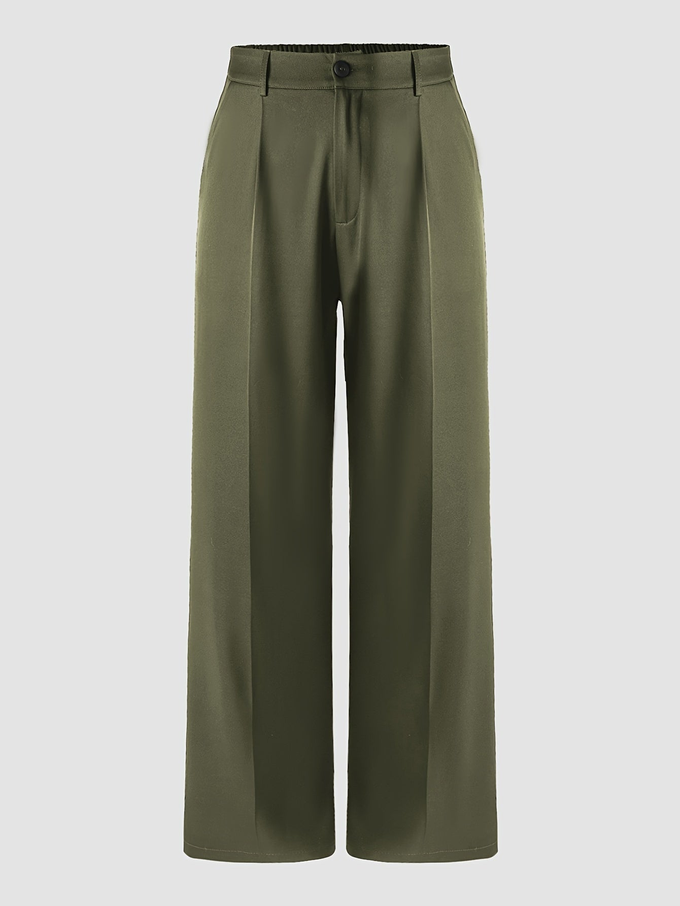 High Waist Plus Size Pocket Straight Skinny Casual Suit Pants - Draped Design