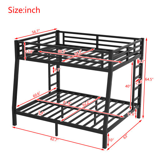Metal Full XL Large Bunk Bed