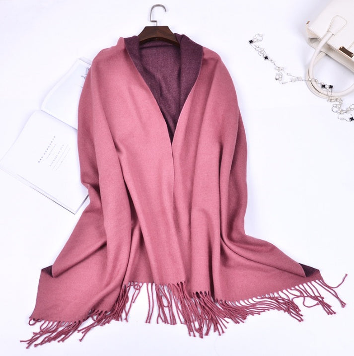 Fashion Double-sided Solid Color Warm Cashmere Scarf