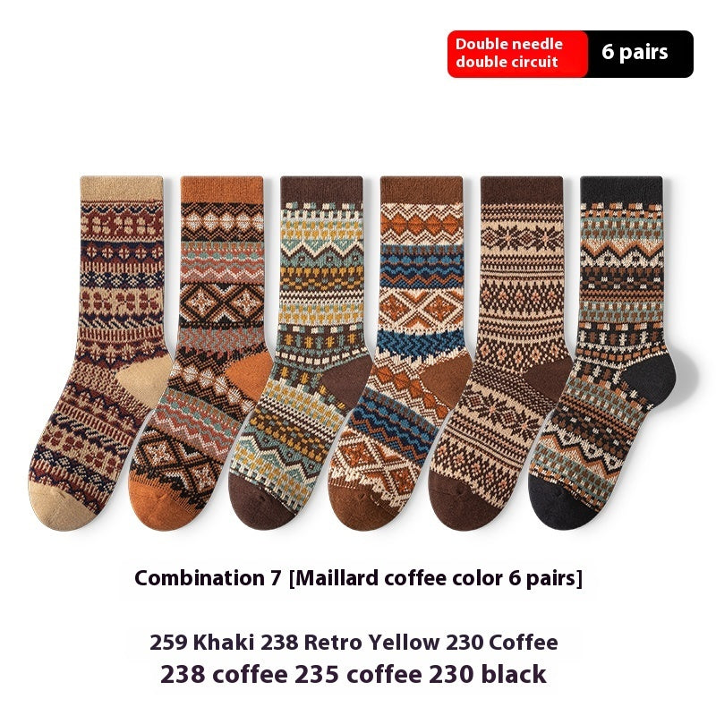 Retro Ethnic Style Artistic Wear Middle Tube Cotton Socks