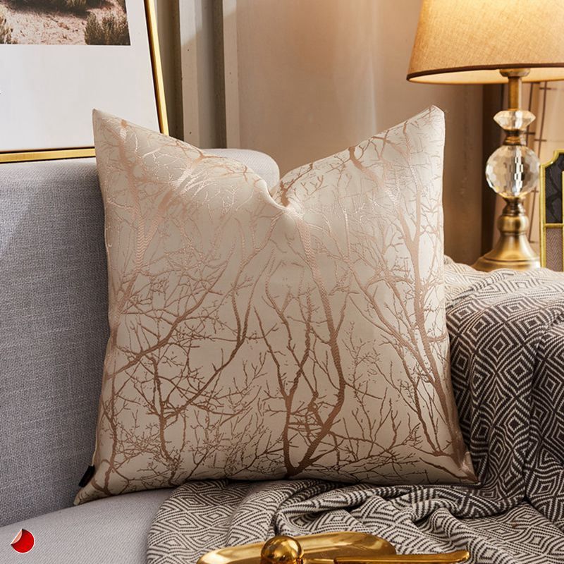 Luxury Modern Lightweight Sofa Car Cushion Cover Silk Satin Hot Stamping Metallic Color Pillowcase