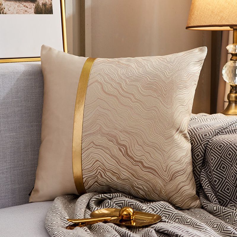 Luxury Modern Lightweight Sofa Car Cushion Cover Silk Satin Hot Stamping Metallic Color Pillowcase