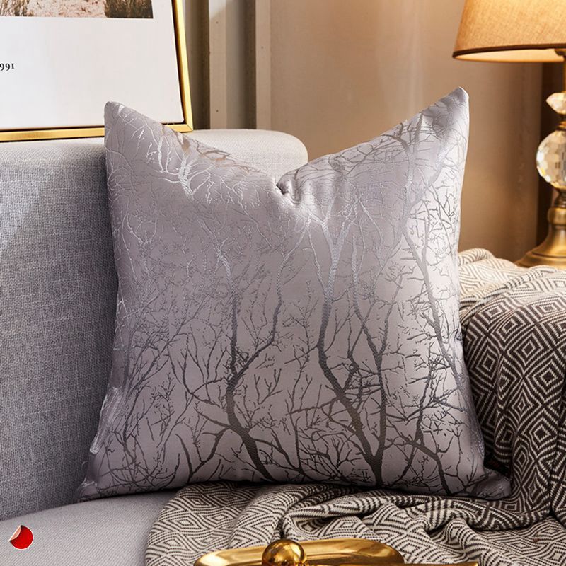 Luxury Modern Lightweight Sofa Car Cushion Cover Silk Satin Hot Stamping Metallic Color Pillowcase