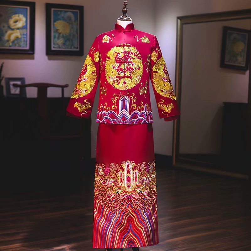 Bridal Slimming Toast Dress Plus Size Chinese Wedding Dress Formal Attire  Horse Face Skirt