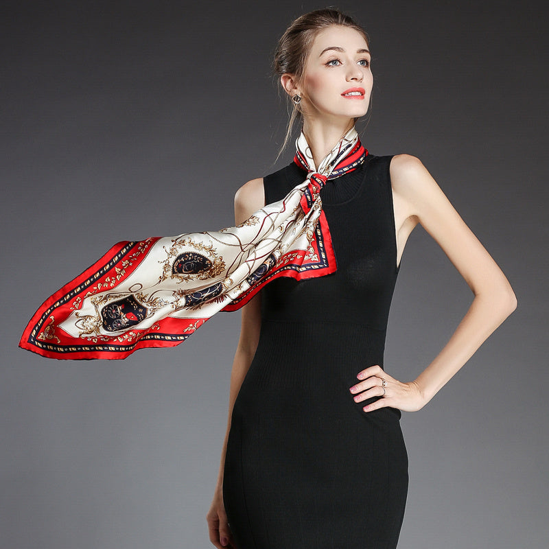 Liqu Super Beautiful Summer Day Silk Scarf Women's Small Square Scarf Thin Sunscreen Wild  Mulberry Silk Mother