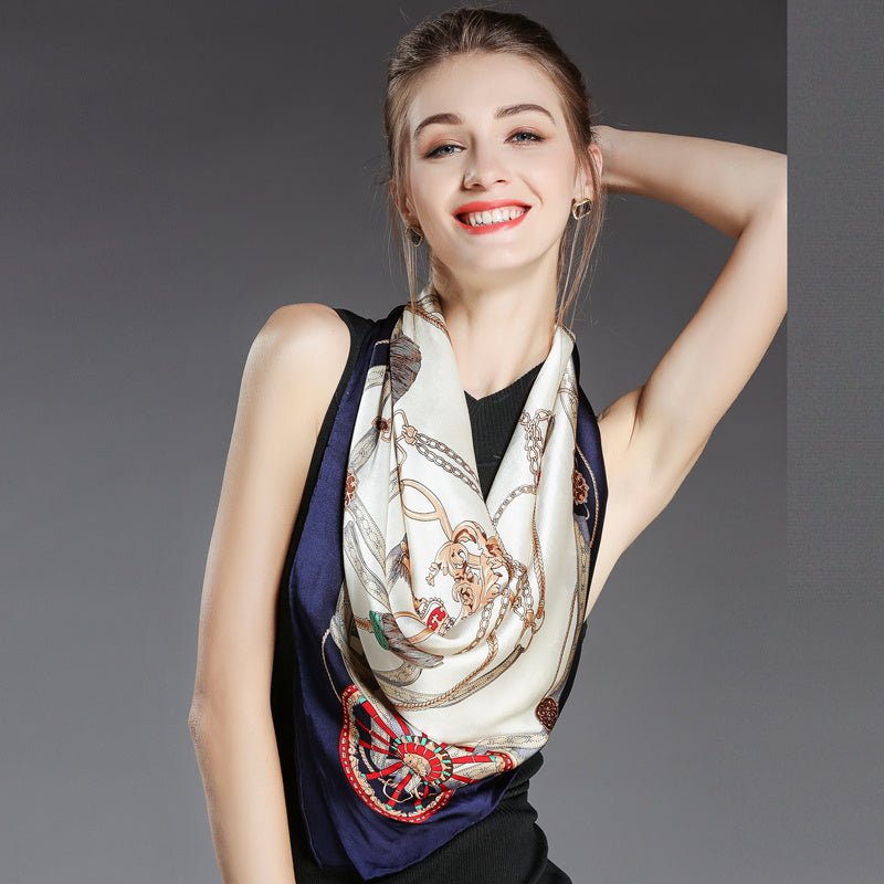 Liqu Super Beautiful Summer Day Silk Scarf Women's Small Square Scarf Thin Sunscreen Wild  Mulberry Silk Mother