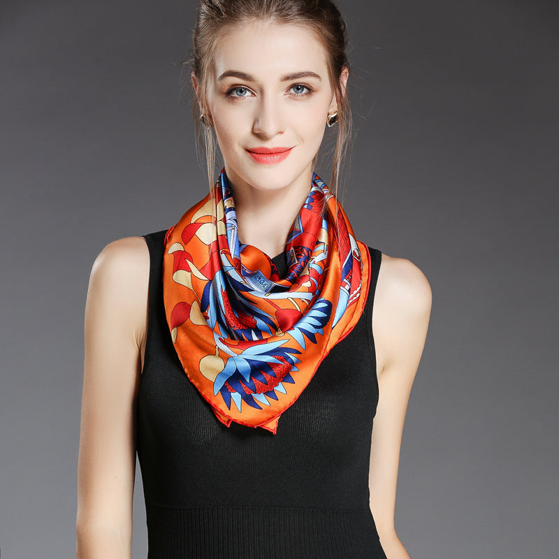 Liqu Super Beautiful Summer Day Silk Scarf Women's Small Square Scarf Thin Sunscreen Wild  Mulberry Silk Mother