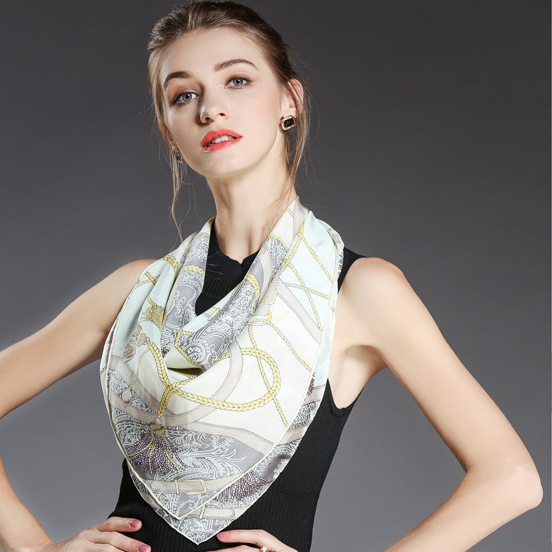 Liqu Super Beautiful Summer Day Silk Scarf Women's Small Square Scarf Thin Sunscreen Wild  Mulberry Silk Mother