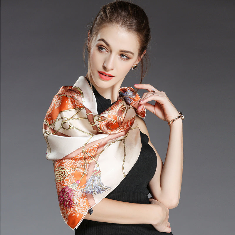 Liqu Super Beautiful Summer Day Silk Scarf Women's Small Square Scarf Thin Sunscreen Wild  Mulberry Silk Mother