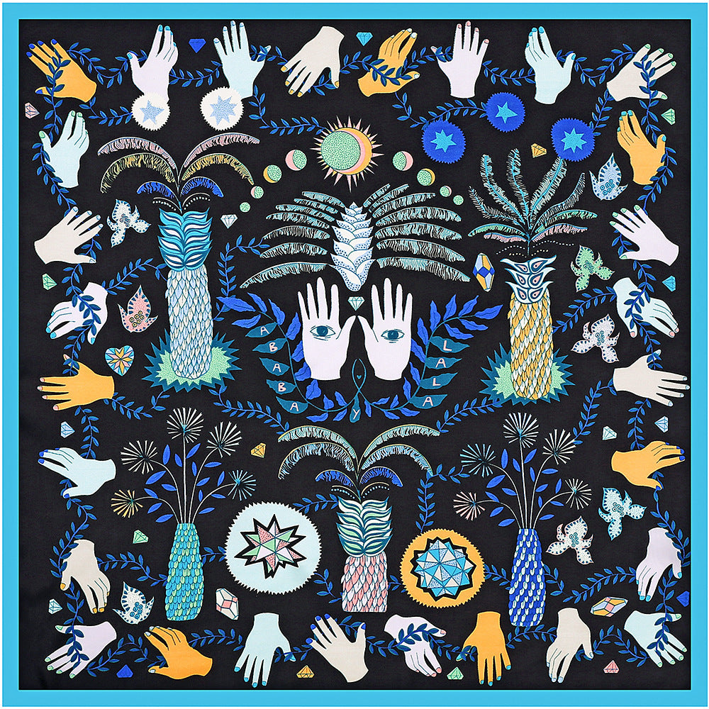 Small Square Scarf Palm Jungle Silk