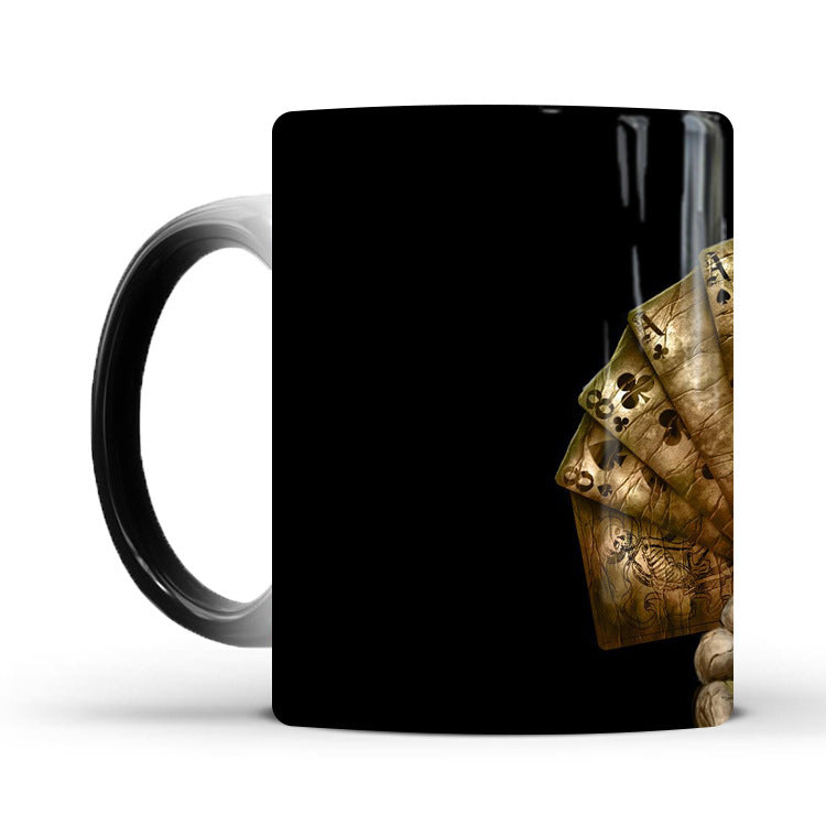 Skull Color Changing Ceramic Coffee Mug Cup Temperature Sensing Color Changing Cup