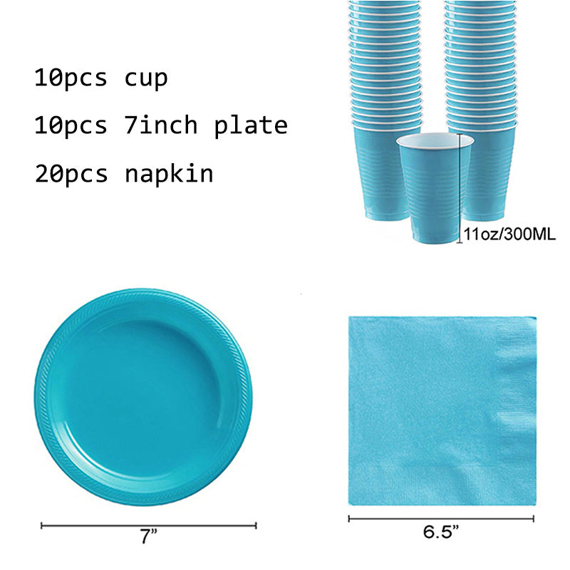 Monochrome Party Set Disposable Plastic Plate Cup Birthday Party Decoration For 20 People
