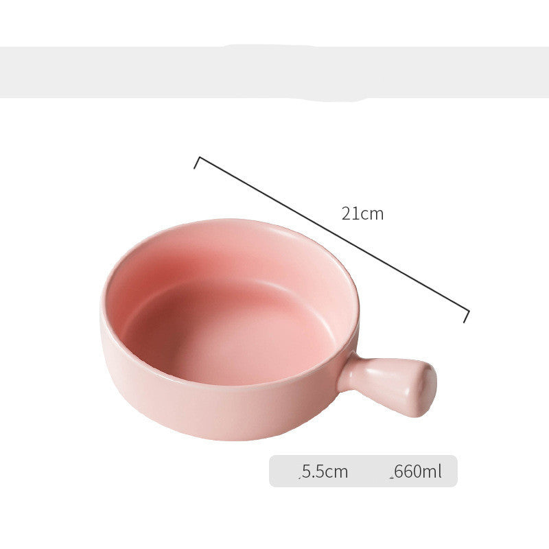 Baked Rice Bowl Nordic Style With Handle Baking Bowl Pasta Plate Simple Household Tableware Soup Noodle Bowl Salad Bowl