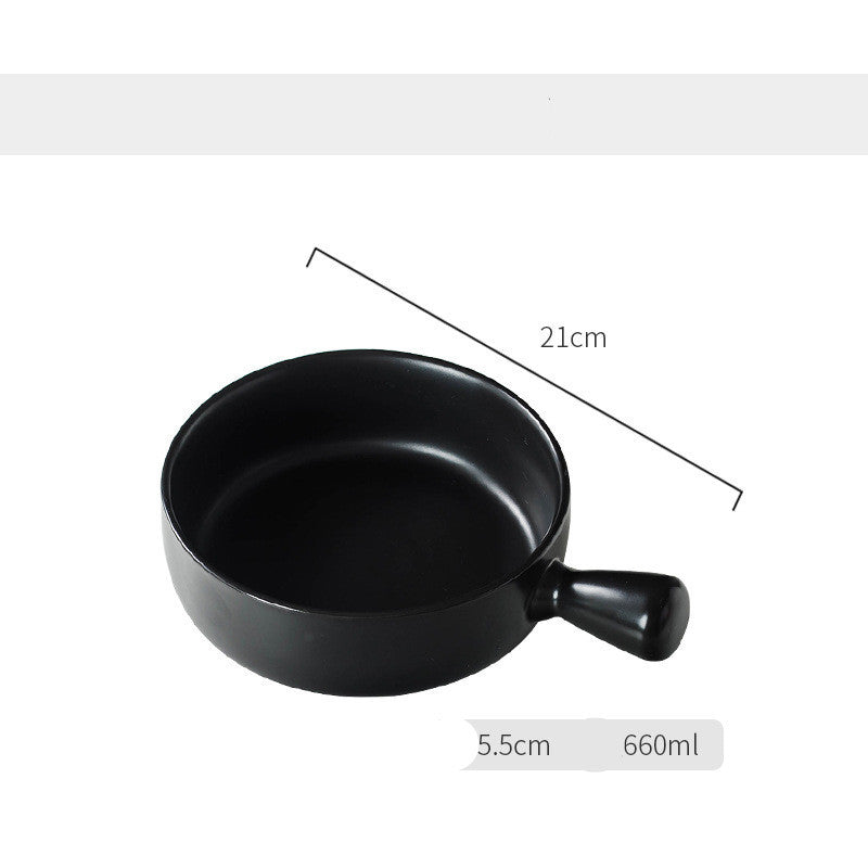 Baked Rice Bowl Nordic Style With Handle Baking Bowl Pasta Plate Simple Household Tableware Soup Noodle Bowl Salad Bowl