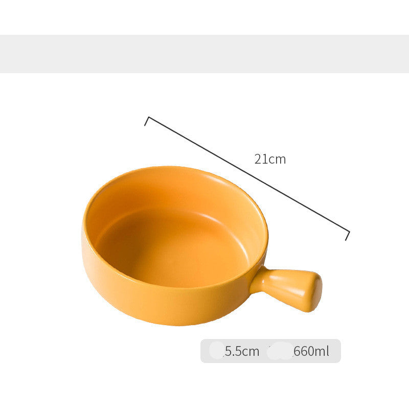 Baked Rice Bowl Nordic Style With Handle Baking Bowl Pasta Plate Simple Household Tableware Soup Noodle Bowl Salad Bowl