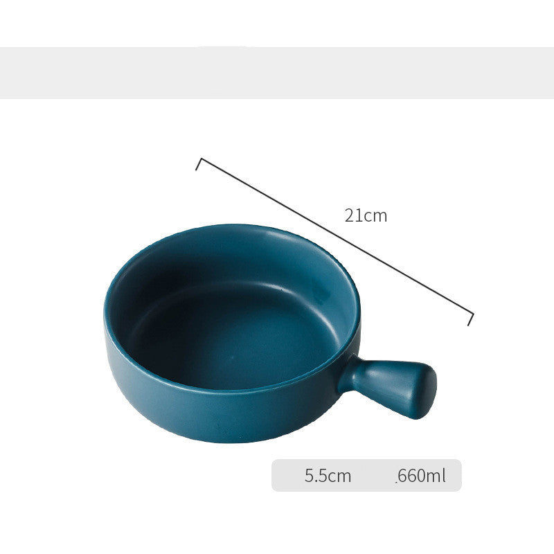 Baked Rice Bowl Nordic Style With Handle Baking Bowl Pasta Plate Simple Household Tableware Soup Noodle Bowl Salad Bowl