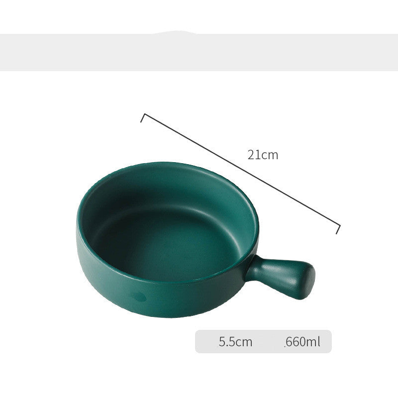Baked Rice Bowl Nordic Style With Handle Baking Bowl Pasta Plate Simple Household Tableware Soup Noodle Bowl Salad Bowl