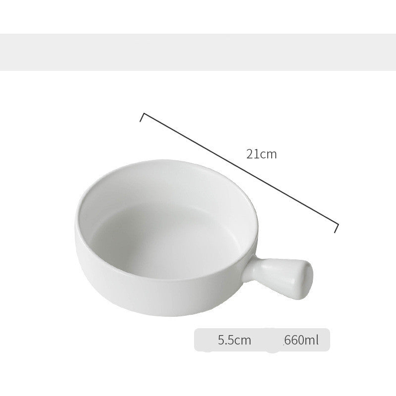 Baked Rice Bowl Nordic Style With Handle Baking Bowl Pasta Plate Simple Household Tableware Soup Noodle Bowl Salad Bowl