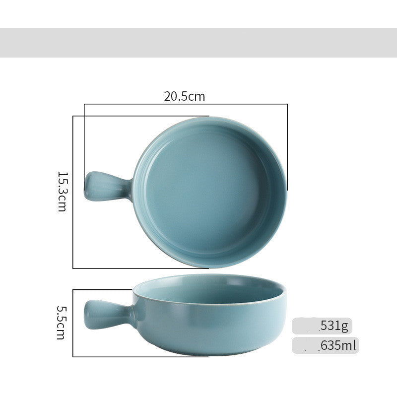 Baked Rice Bowl Nordic Style With Handle Baking Bowl Pasta Plate Simple Household Tableware Soup Noodle Bowl Salad Bowl