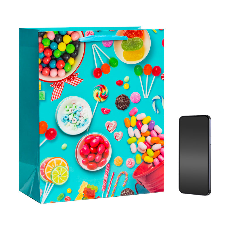 12 Pieces Of Exquisite Gift Bags, 3D Patch Powder Sprinkled Design, A Variety Of Styles, Suitable For Baby Gifts, Birthday Parties, Parties, Shopping And Other Occasions, Reusable