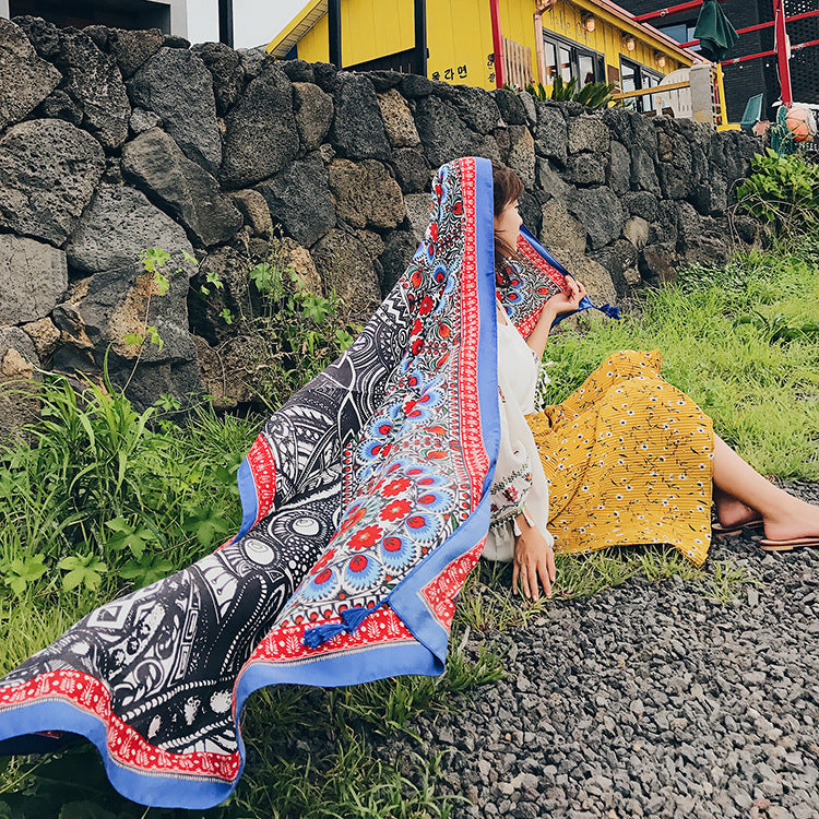 Ethnic Style Bohemian Oversized Sunscreen Beach Scarf