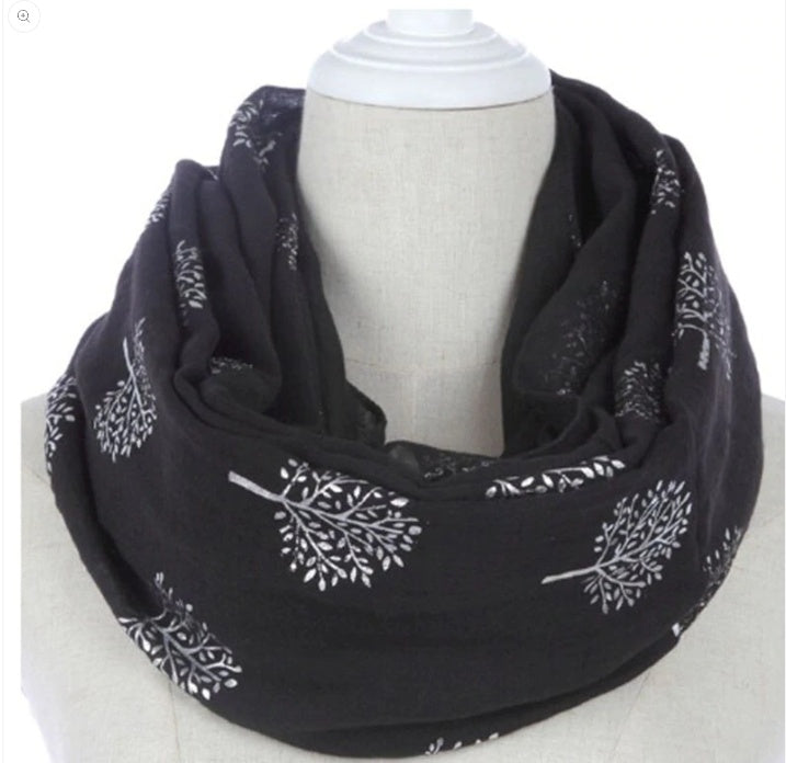European And American Fashion Camphor Tree Hot Silver Print Scarf Women