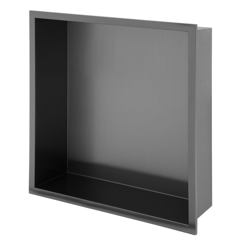12 X 12 In  Stainless Steel Shower Niche - Gunmetal Black, Waterproof, Easy Installation, Corrosion-Resistant