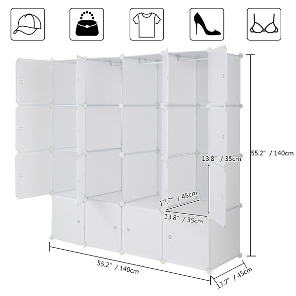 4-storey 16 Grid Cube Wardrobe