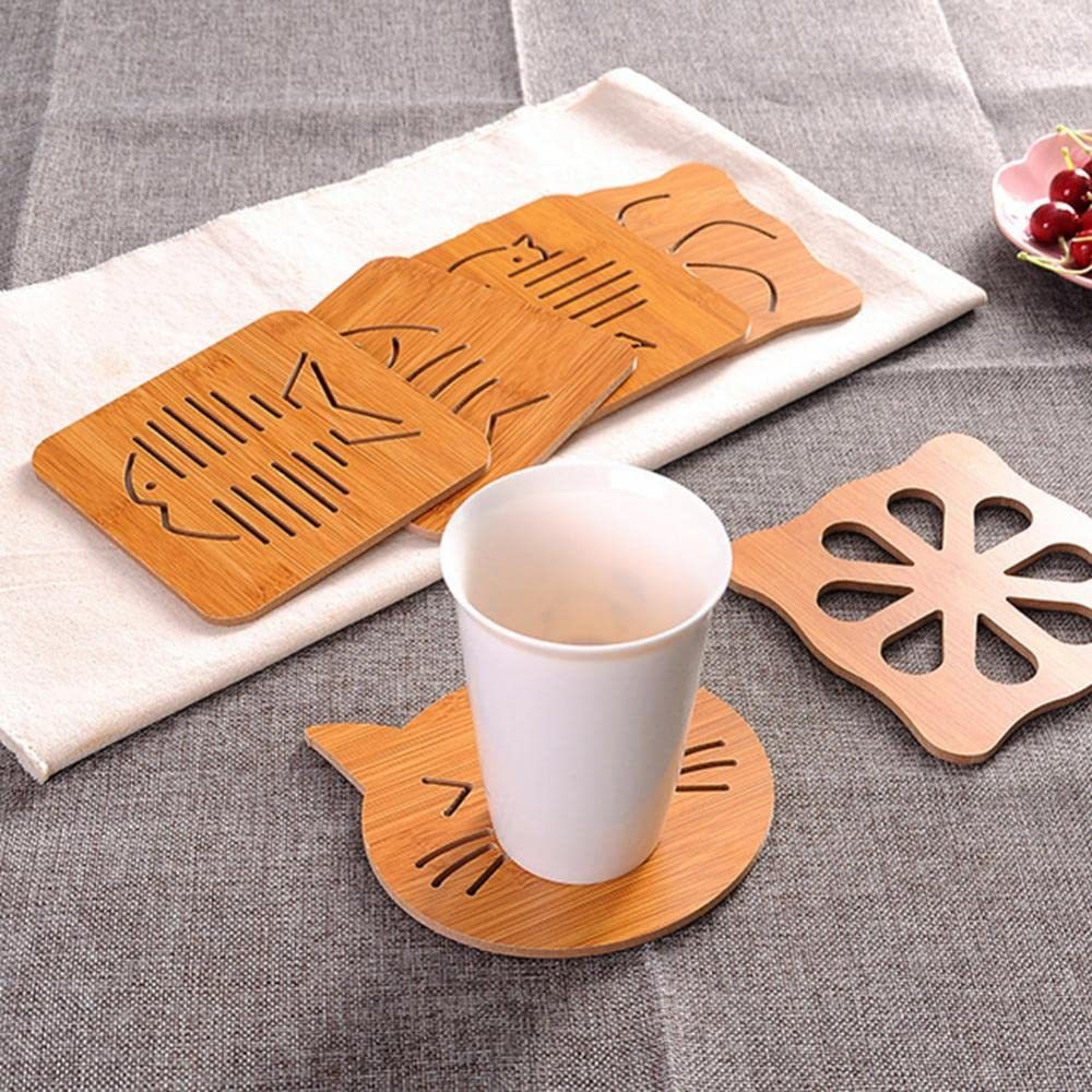 Cartoon Coasters Cup Carriers For Drinks Table Placemats Wood Drink Drinking Coaster Coffee Mug Rack Coffee Cup Stand Cup Coaster Wood Cup Wooden Dining Table Cup Holder