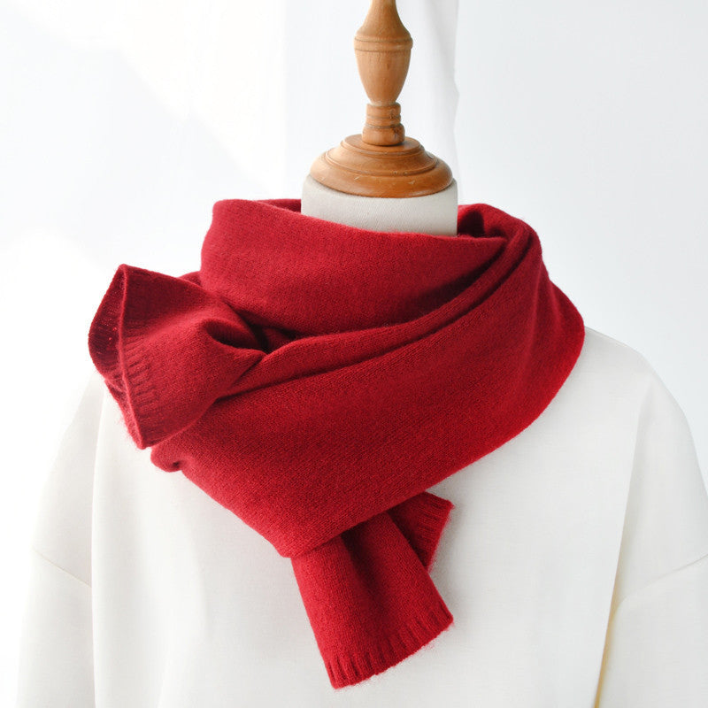 Women's Fashion Versatile Knitted Wool Solid Color Scarf