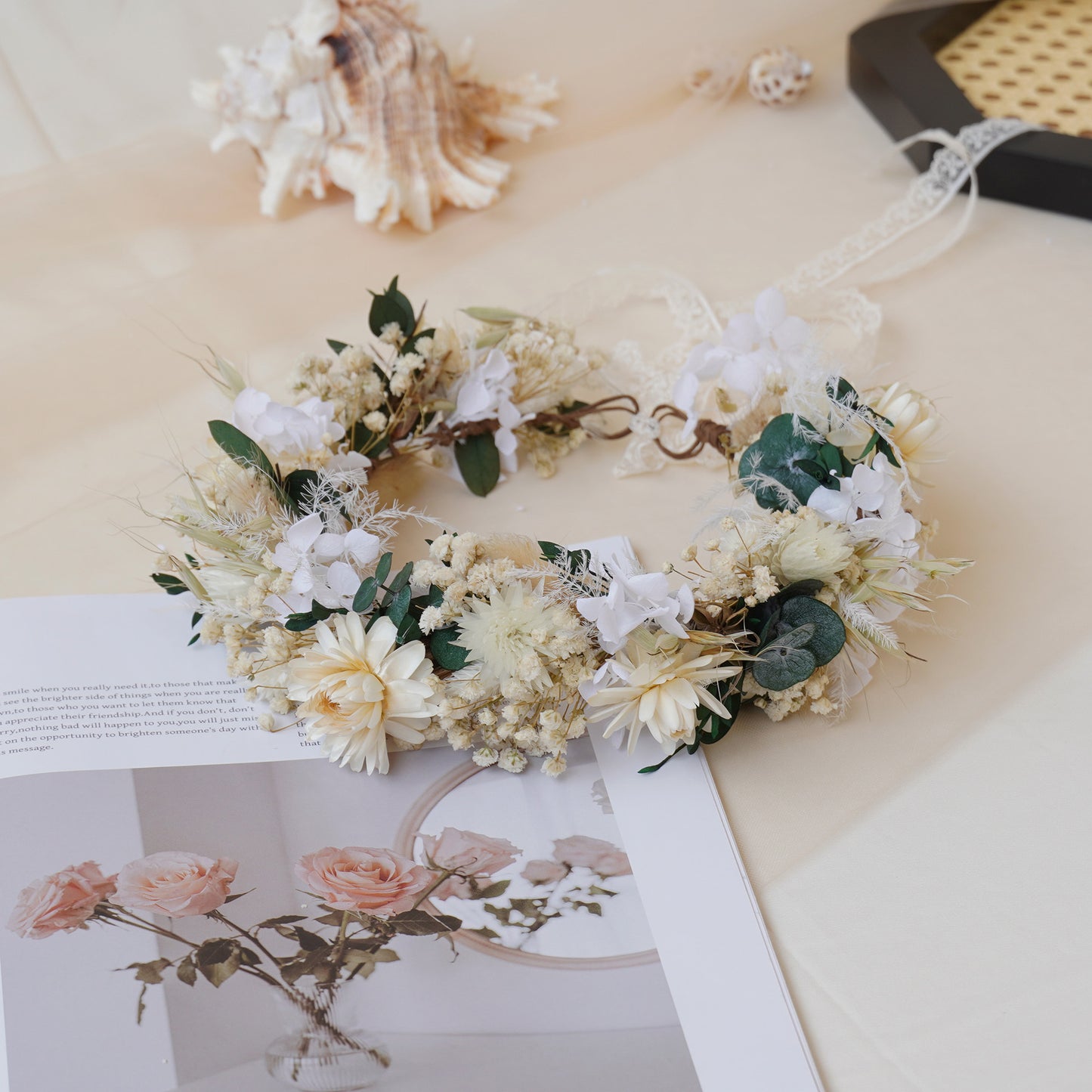 Baby Breath Crown, Dried Crown, Bride Crown, Wedding Crown, Daily Crown, Party Crown, Birthday Crown.