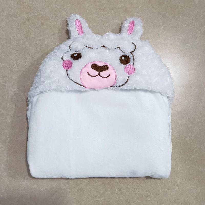 White Alpaca Animal Ears Lazy Blanket Casual Hooded Cloak