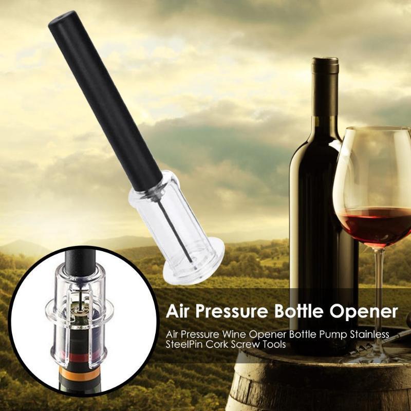 Wine Opener With Foil Cutter, Air Pressure Wine Bottle Opener Easy Cork Remover Corkscrew Stainless Steel Bar Accessories Kitchen Supplies Wine Air Pressure Bottle Opener Four-Piece Set Cylinder
