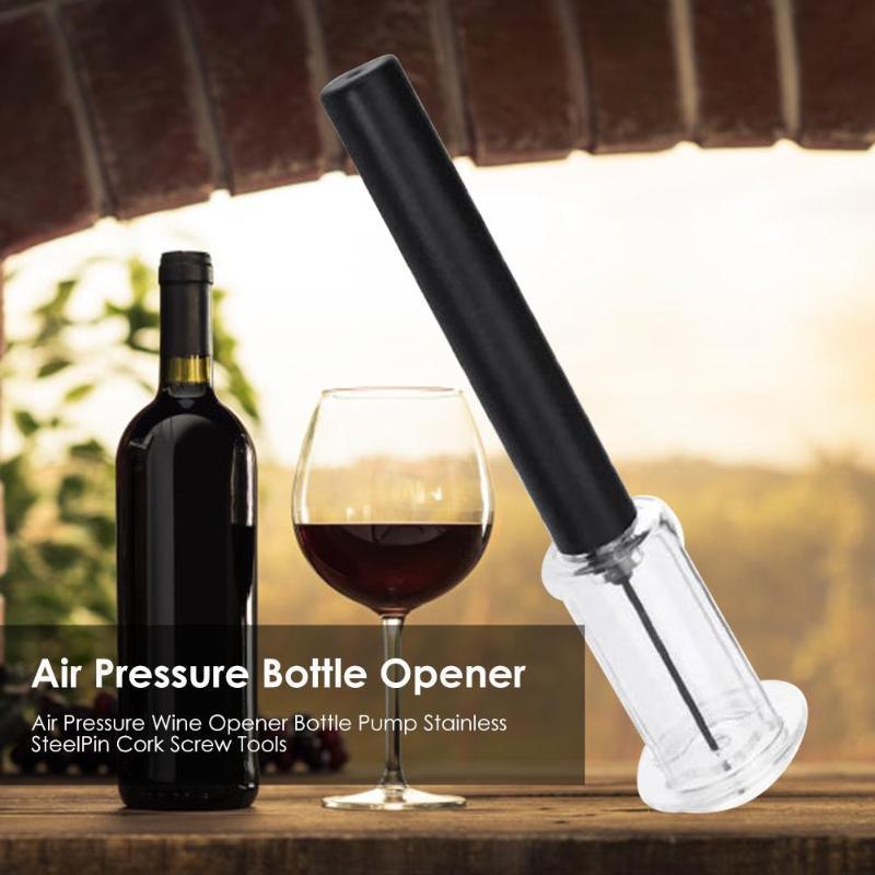 Wine Opener With Foil Cutter, Air Pressure Wine Bottle Opener Easy Cork Remover Corkscrew Stainless Steel Bar Accessories Kitchen Supplies Wine Air Pressure Bottle Opener Four-Piece Set Cylinder