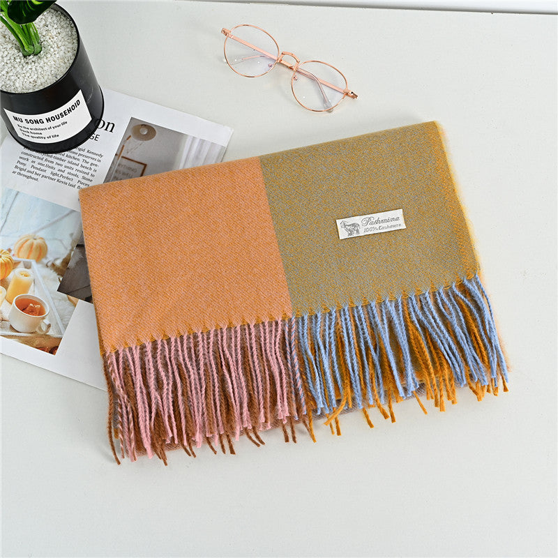 Women's Cashmere-like Plaid Tassel Scarf