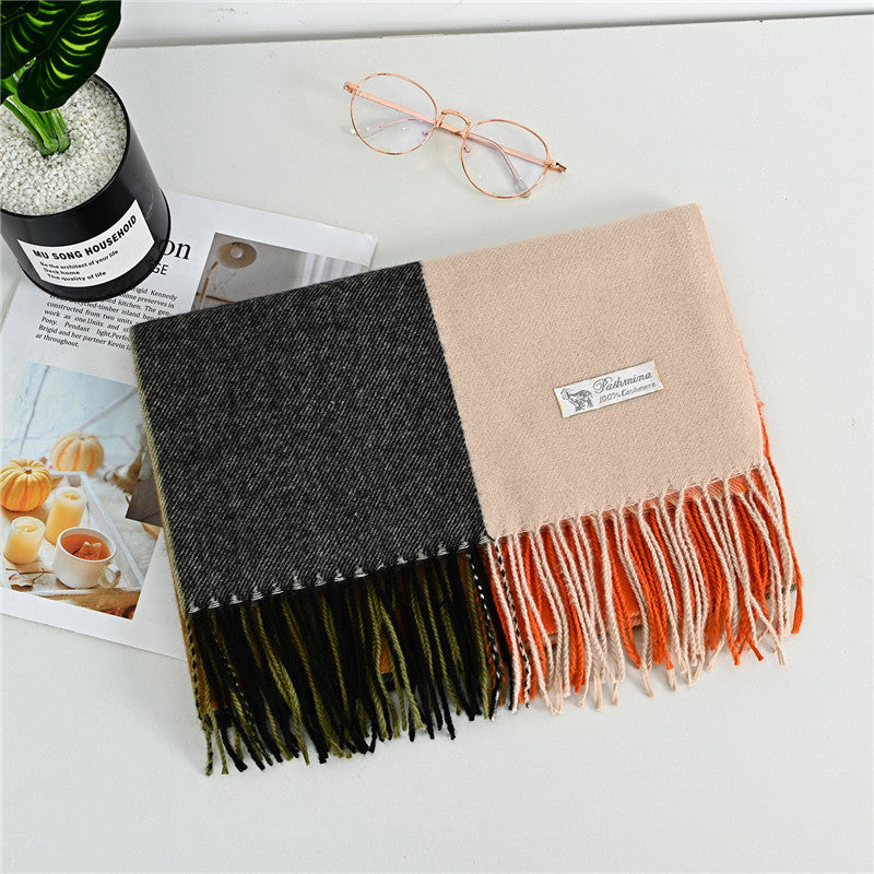 Women's Cashmere-like Plaid Tassel Scarf