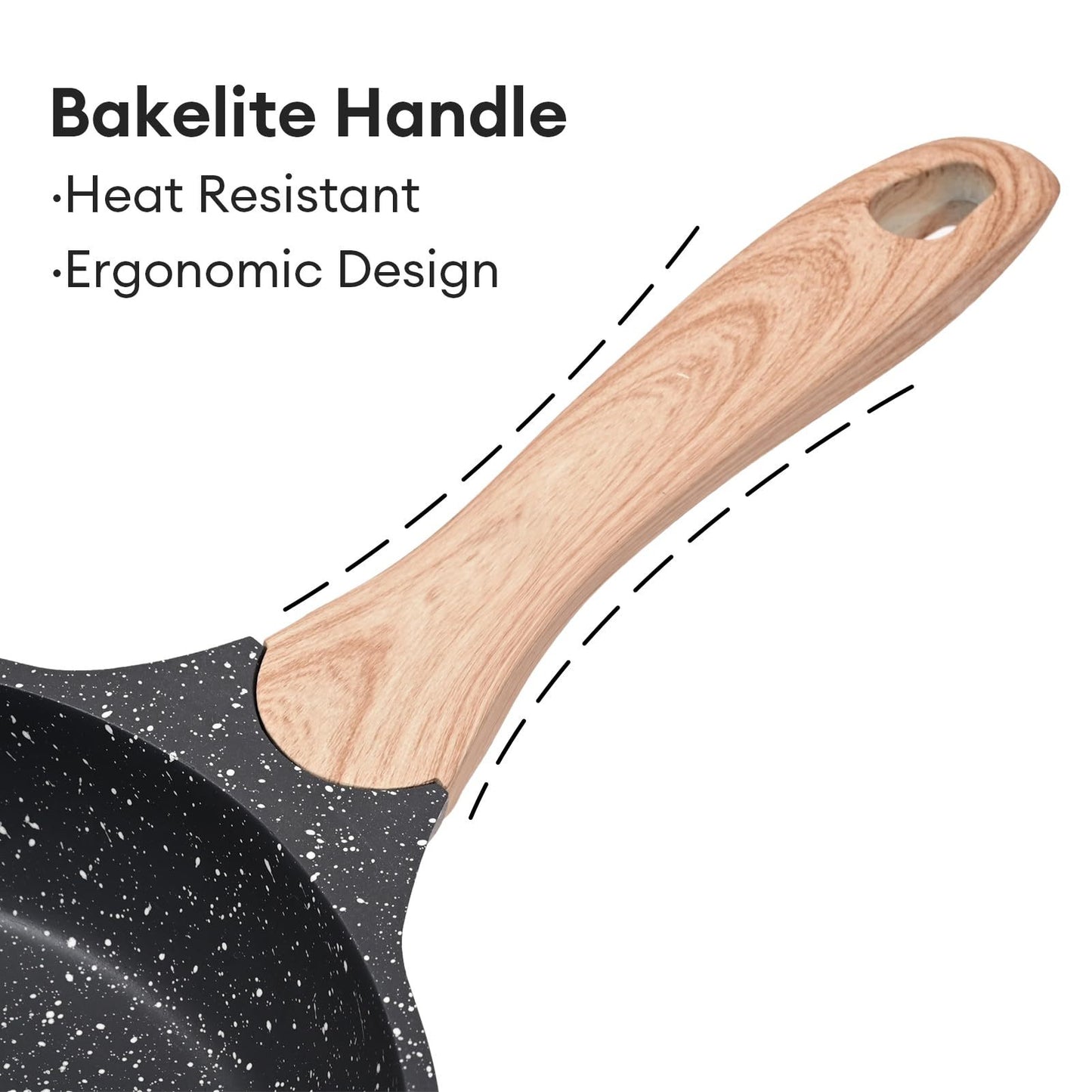 JEETEE 8 Inch Nonstick Frying Pan, Stone Coating Cookware, Nonstick Omelette Pan With Heat-Resistant Handle, Induction Skillet For Eggs