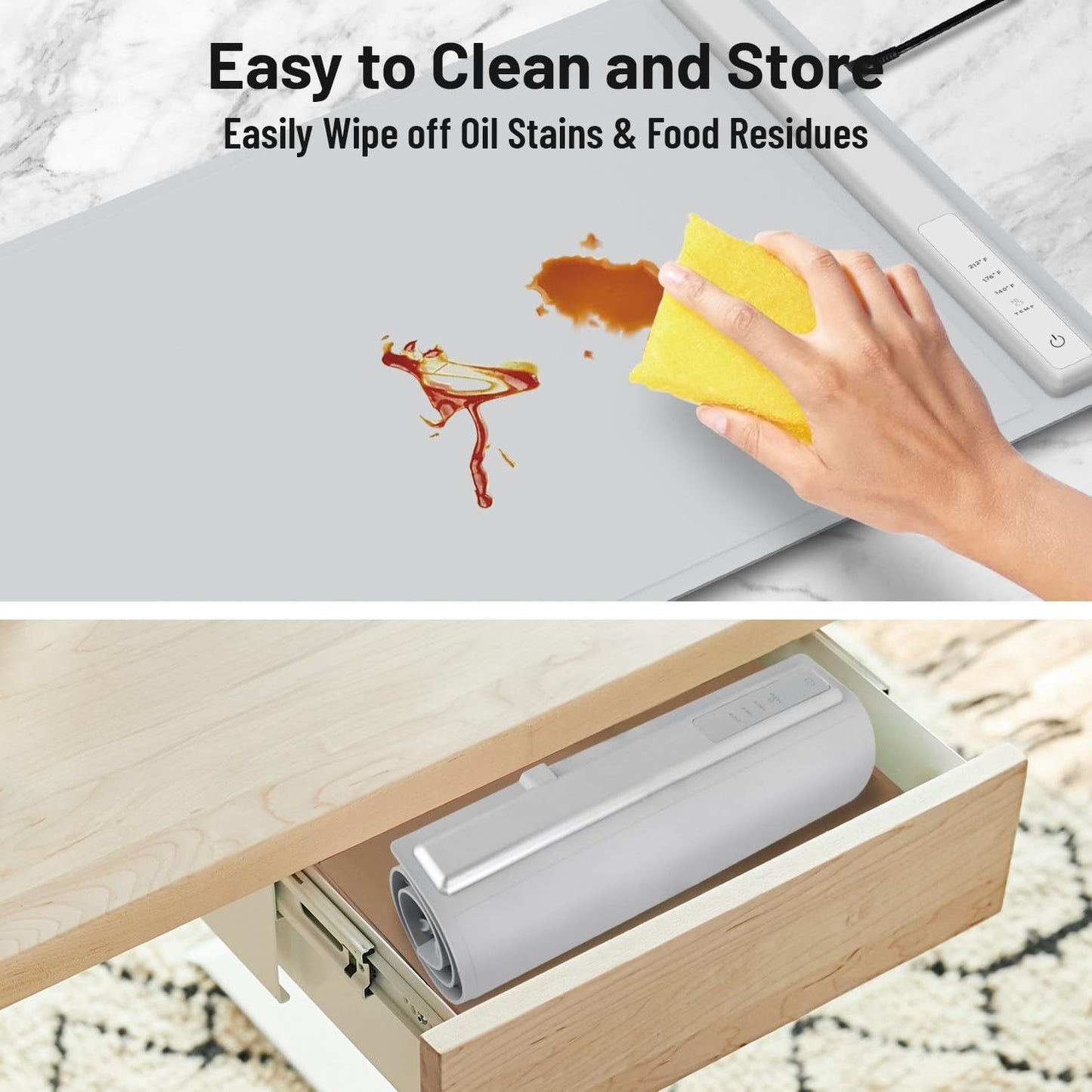 Food Warming Mat,Electric Warming Tray For Food,Foldable Warming Mat For Buffets Party And Daily Use,Silicone Heating Pad With 3 Temp Settings,Kitchen Gadgets Portable Hotplate